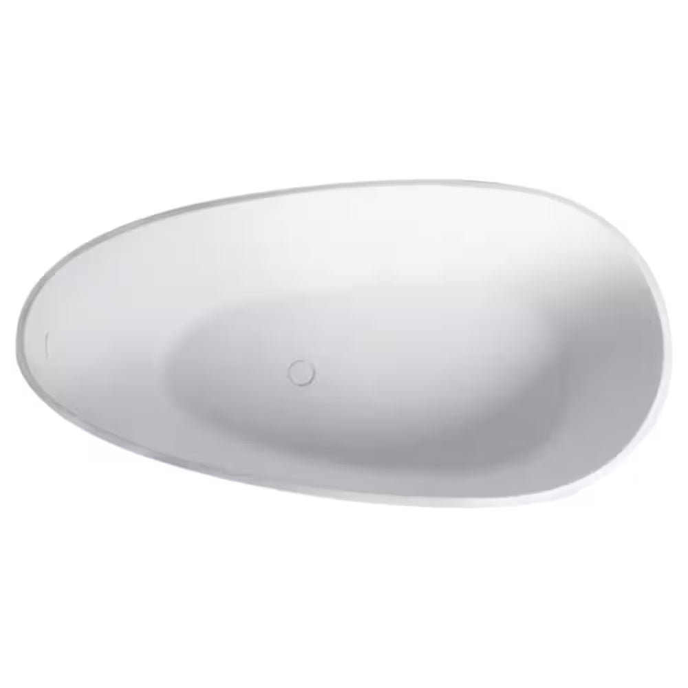 Foyil 59 In. X 31 In. Solid Surface Stone Resin Flatbottom Freestanding Bathtub Soaking Bathtub in Matte White