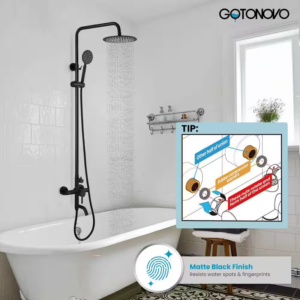 Outdoor Shower Faucet Set Wall Mount Triple Function Shower System Matte Black Shower Faucet Complete Set