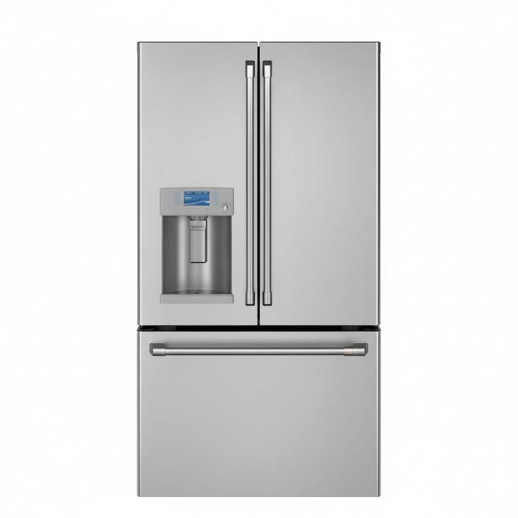 Counter-Depth Hot Water Dispenser 22.2-Cu Ft 3 -Door 36-In Wide Smart Compatible French Door Refrigerator with Ice Maker with Water and Ice Dispenser ( Stainless Steel with Brushed Stainless Handles ) ENERGY STAR Certified