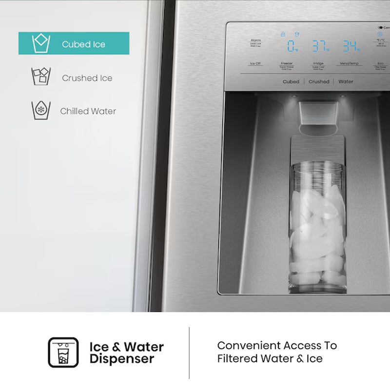 Pureflat Standard-Depth 25.6-Cu Ft 4 -Door 36-In Wide Smart Compatible French Door Refrigerator with Ice Maker with Water and Ice Dispenser ( Stainless Steel ) ENERGY STAR Certified