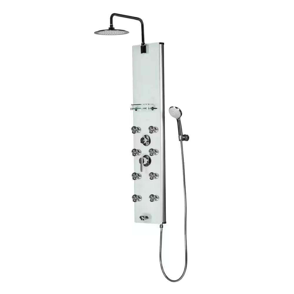 Lahaina 8-Jet Shower System with Glass Panel in Chrome