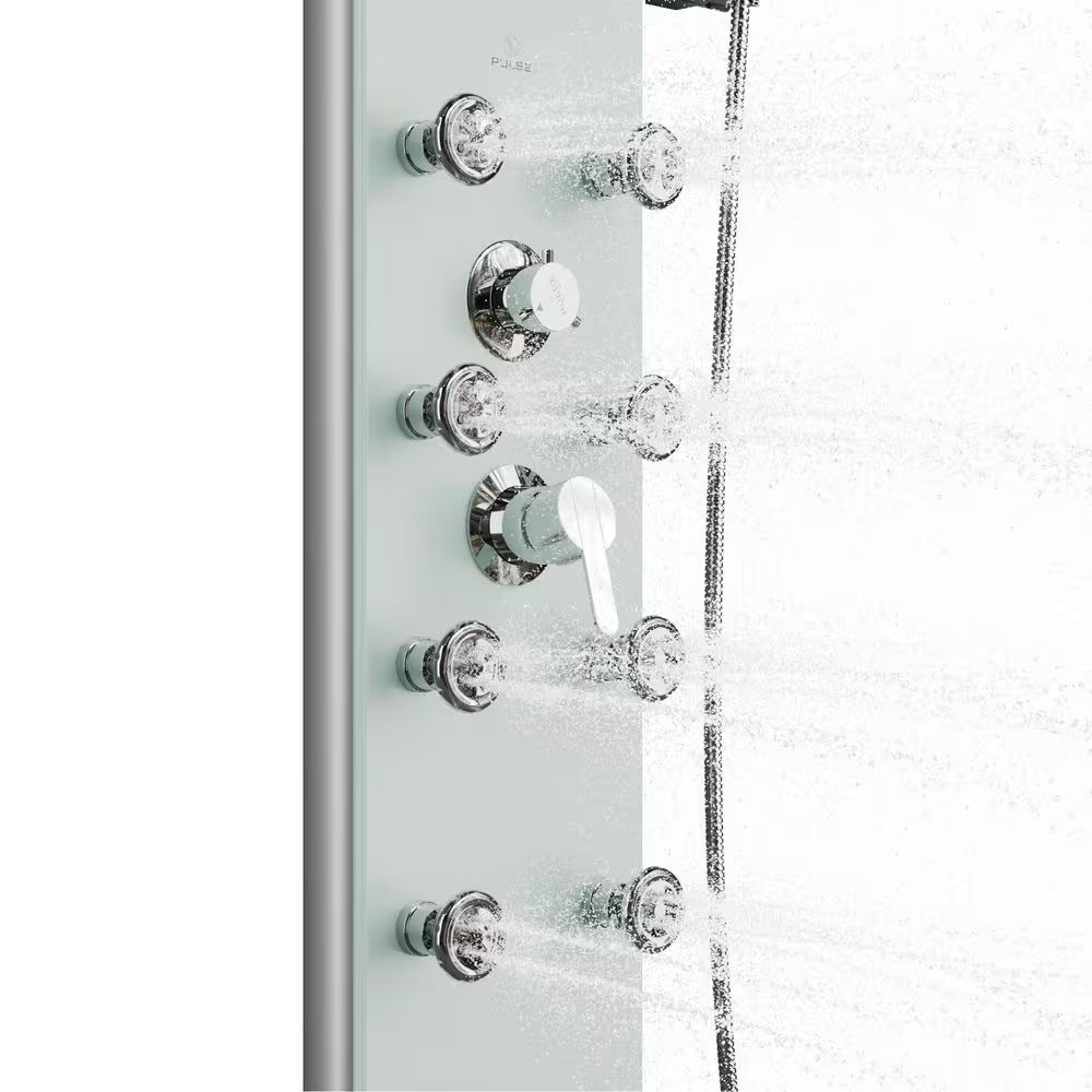 Lahaina 8-Jet Shower System with Glass Panel in Chrome