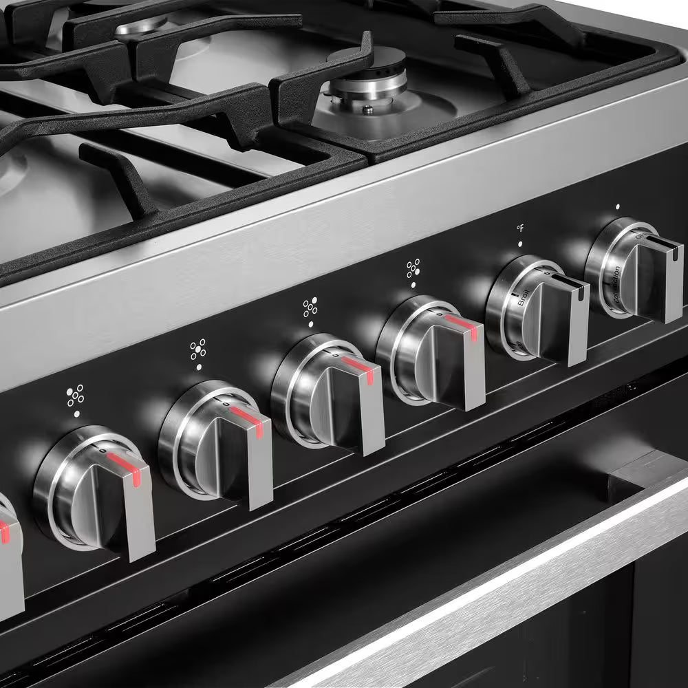 36 In. Nebula Collection 3.8 Cu. Ft. Gas Range, 5 Burners, Rapid Convection Oven, Cast Iron Grates in Matte Black