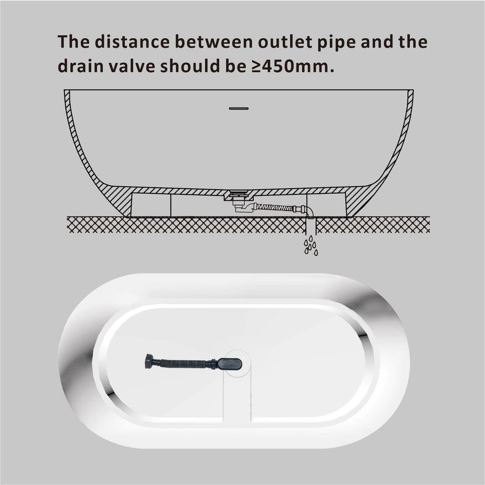 Moray 59 In. X 30 In. Solid Surface Stone Resin Flatbottom Freestanding Double Slipper Soaking Bathtub in Matte White