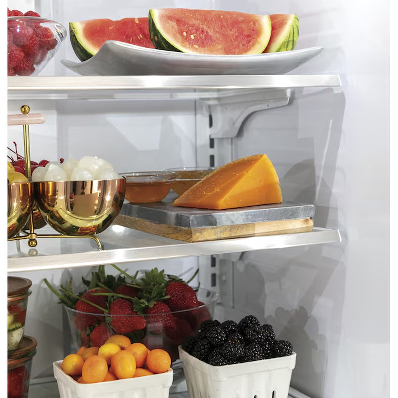 Counter-Depth Hot Water Dispenser 22.2-Cu Ft 3 -Door 36-In Wide Smart Compatible French Door Refrigerator with Ice Maker with Water and Ice Dispenser ( Stainless Steel with Brushed Stainless Handles ) ENERGY STAR Certified
