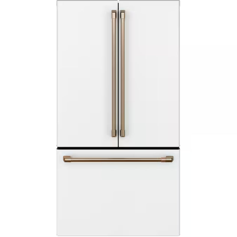Counter-Depth Hot Water Dispenser 22.2-Cu Ft 3 -Door 36-In Wide Smart Compatible French Door Refrigerator with Ice Maker with Water and Ice Dispenser ( Stainless Steel with Brushed Stainless Handles ) ENERGY STAR Certified