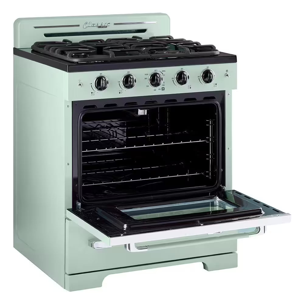 Classic Retro 30 In. 3.9 Cu. Ft. Retro Gas Range with Convection Oven in Summer Mint Green