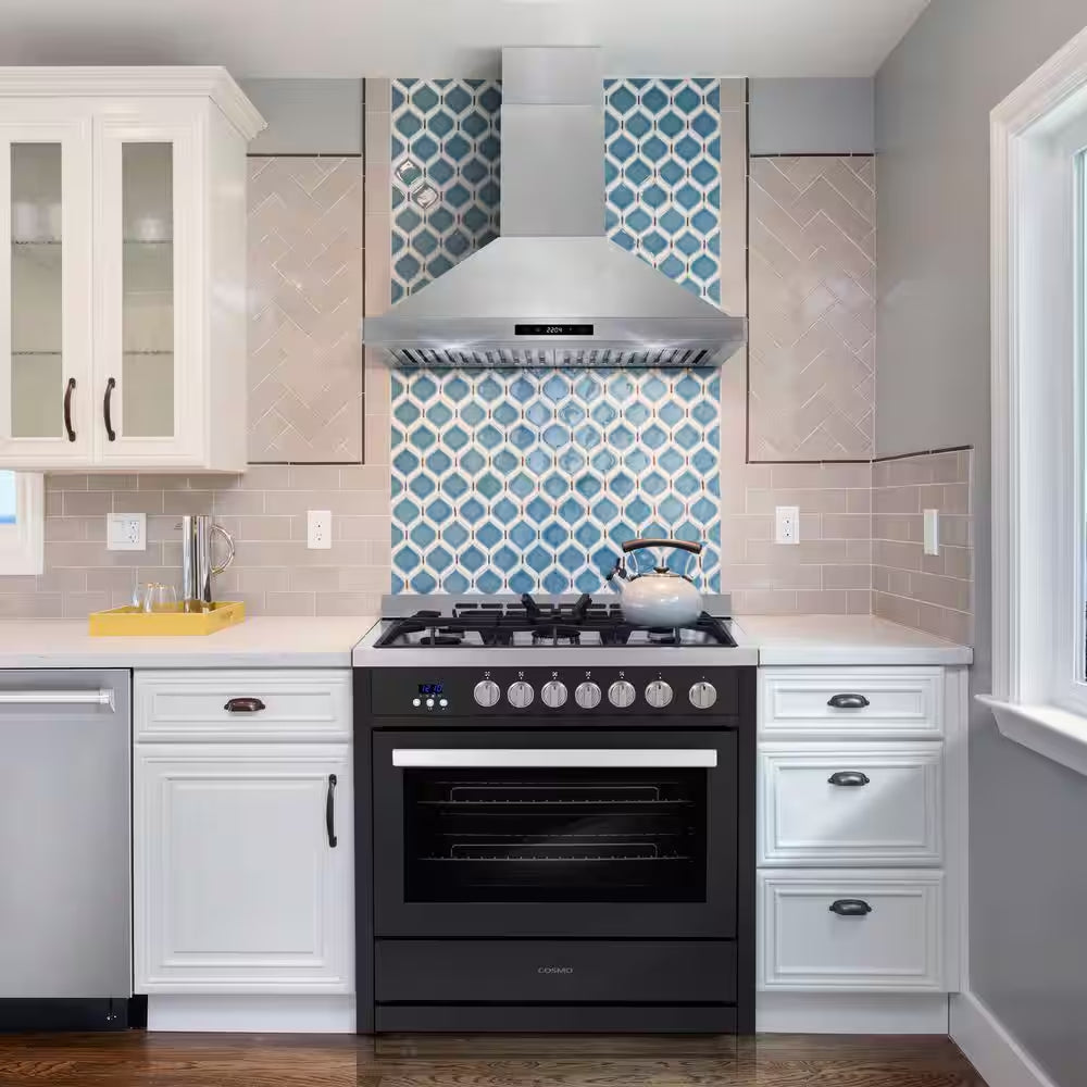 36 In. Nebula Collection 3.8 Cu. Ft. Gas Range, 5 Burners, Rapid Convection Oven, Cast Iron Grates in Matte Black