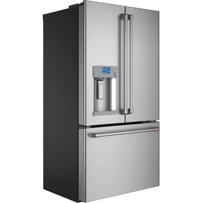 Counter-Depth Hot Water Dispenser 22.2-Cu Ft 3 -Door 36-In Wide Smart Compatible French Door Refrigerator with Ice Maker with Water and Ice Dispenser ( Stainless Steel with Brushed Stainless Handles ) ENERGY STAR Certified