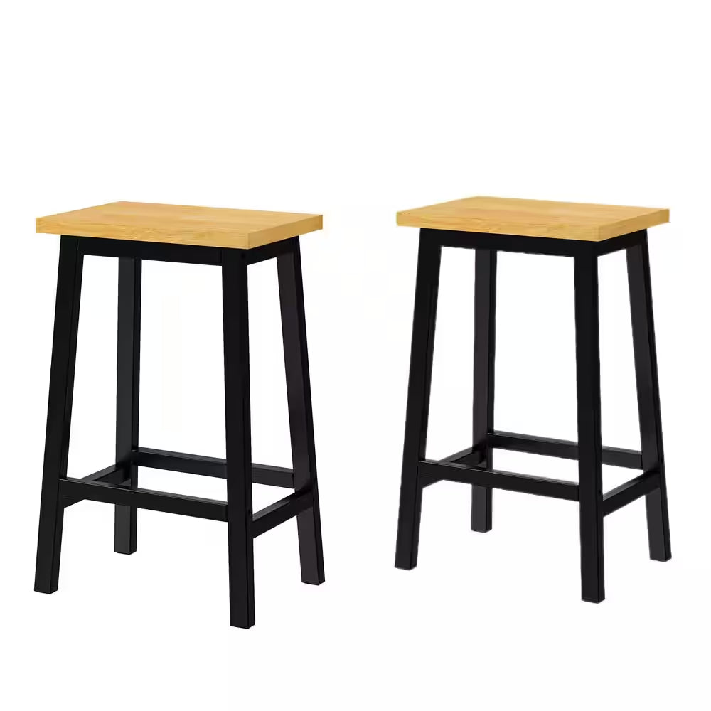 Black Wood 53 In. W Large Rolling Kitchen Island Set with Two Bar Stools