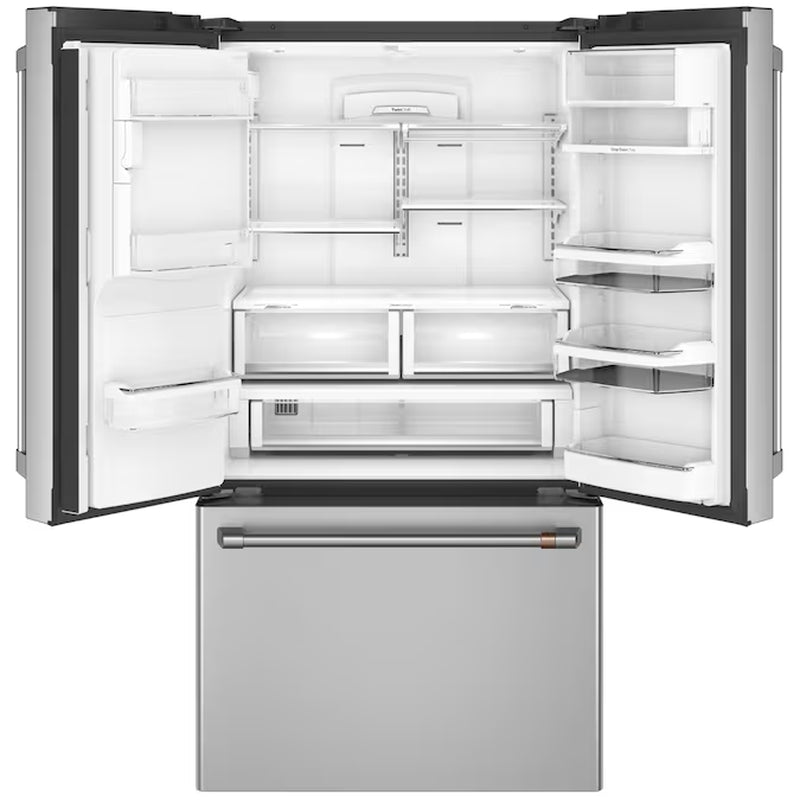 Counter-Depth Hot Water Dispenser 22.2-Cu Ft 3 -Door 36-In Wide Smart Compatible French Door Refrigerator with Ice Maker with Water and Ice Dispenser ( Stainless Steel with Brushed Stainless Handles ) ENERGY STAR Certified