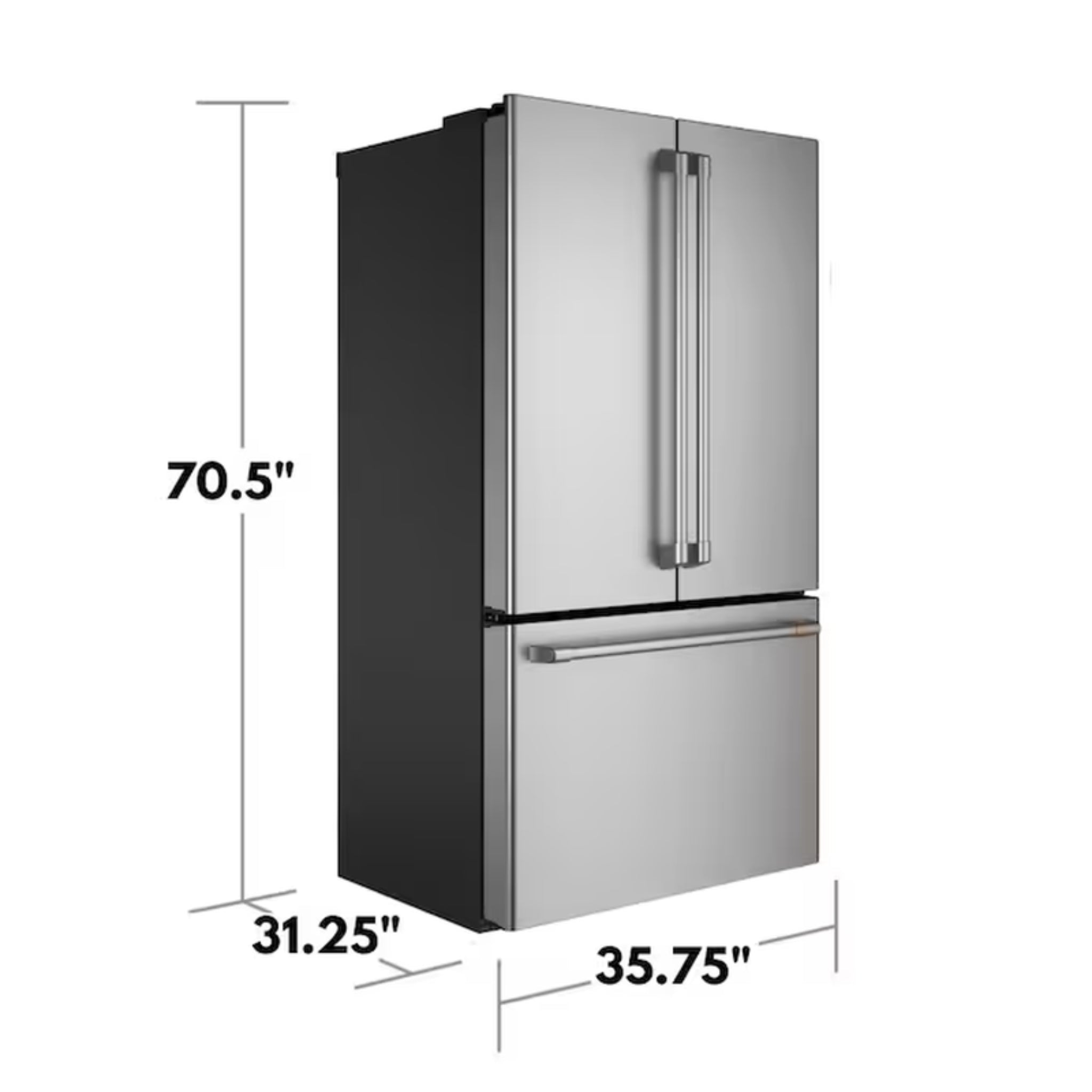 Counter-Depth 23.1-Cu Ft 3 -Door 36-In Wide Smart Compatible French Door Refrigerator with Ice Maker with Water Dispenser ( Stainless Steel with Brushed Stainless Handles ) ENERGY STAR Certified