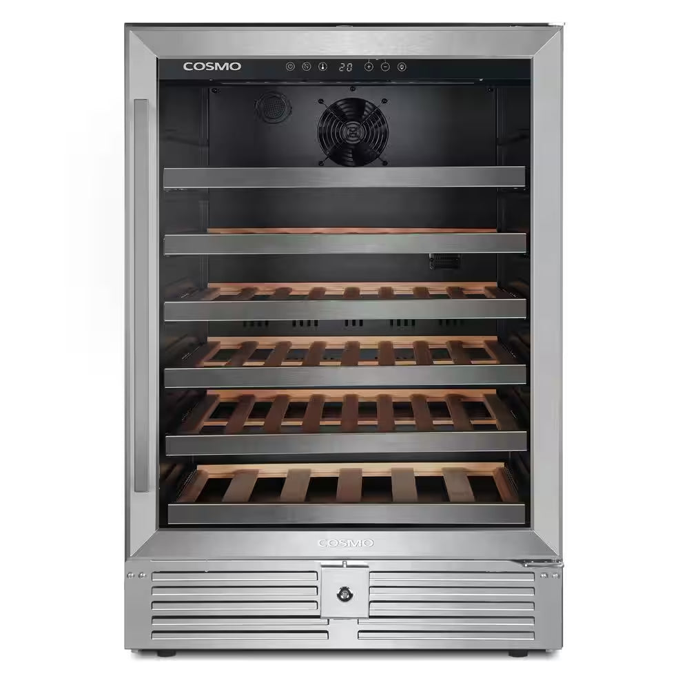 Lumin Collection 24 In. 52-Bottle Single Zone Compressor Wine Cooler, Digital Controls, LED Lighting, Stainless Steel