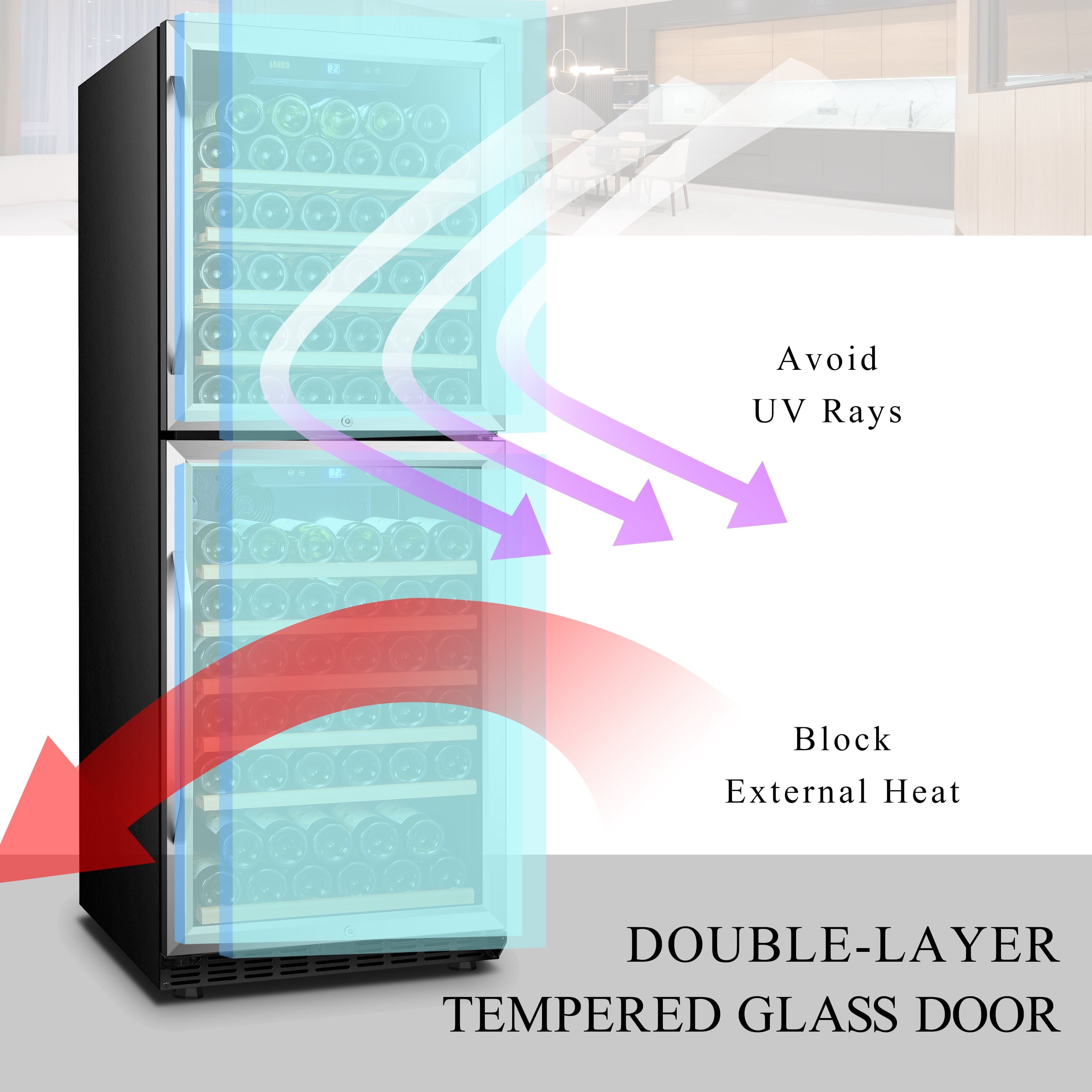 130 Bottle Built-In Dual Zone Wine Refrigerator 24 Inch Width