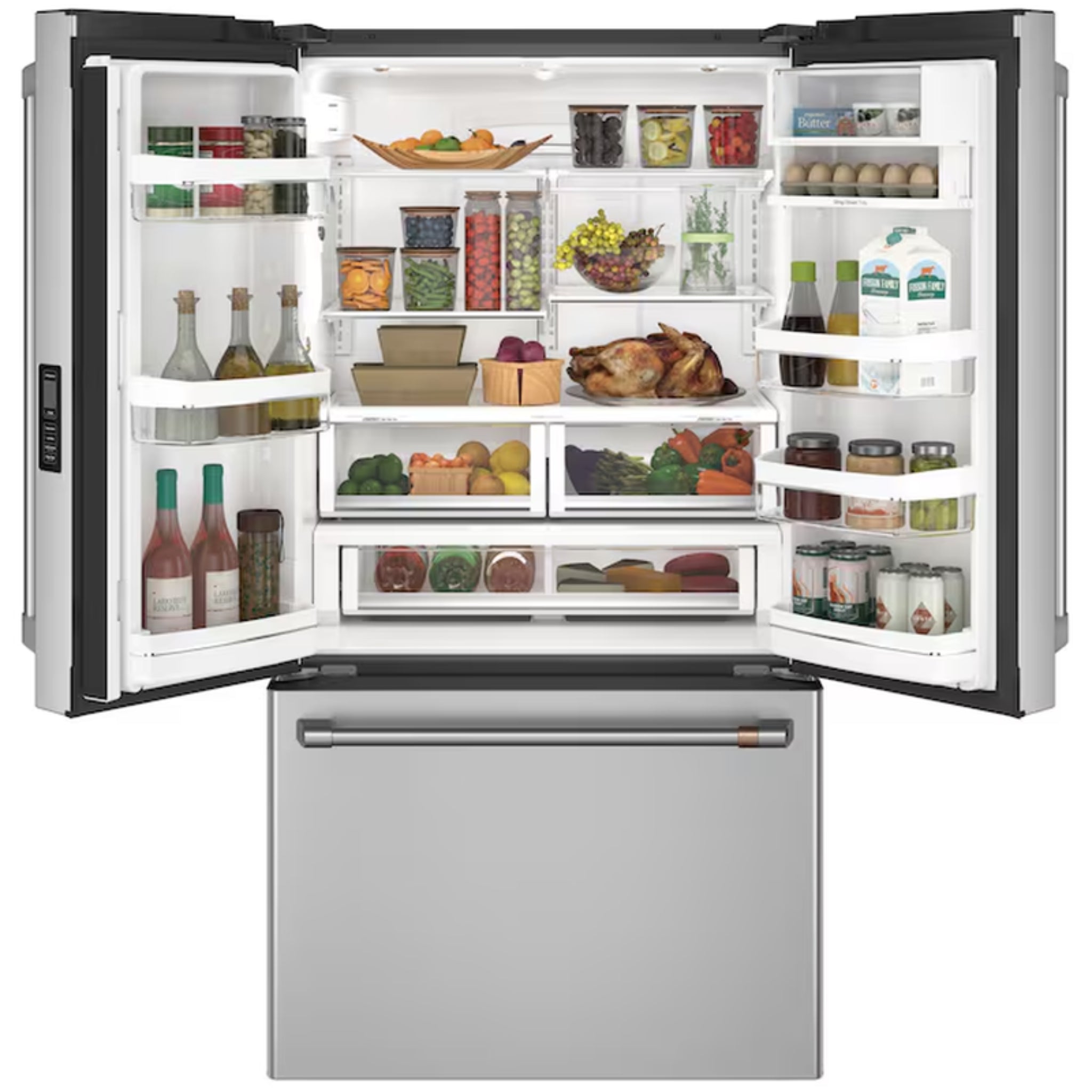 Counter-Depth 23.1-Cu Ft 3 -Door 36-In Wide Smart Compatible French Door Refrigerator with Ice Maker with Water Dispenser ( Stainless Steel with Brushed Stainless Handles ) ENERGY STAR Certified