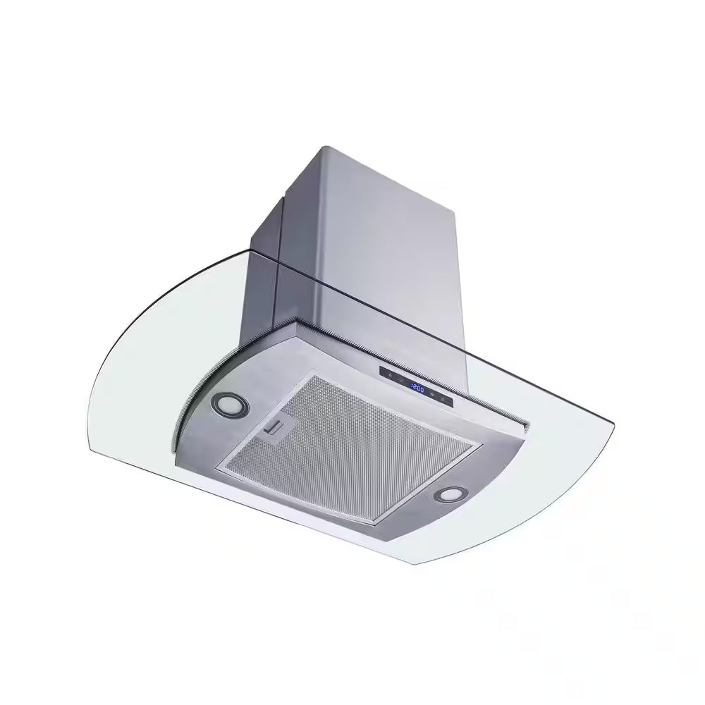 36 In. 600 CFM Convertible Kitchen Island Mount Range Hood in Stainless Steel with Mesh Filter and Touch Control