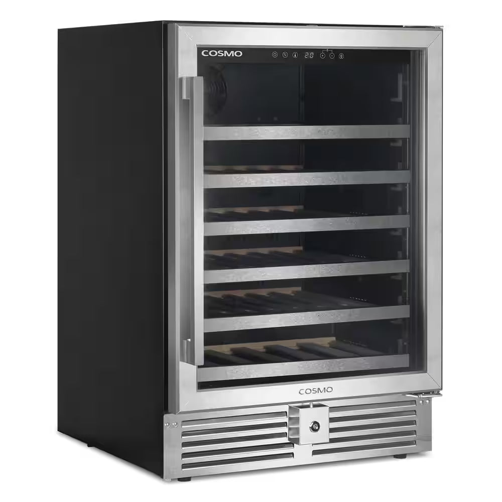 Lumin Collection 24 In. 52-Bottle Single Zone Compressor Wine Cooler, Digital Controls, LED Lighting, Stainless Steel
