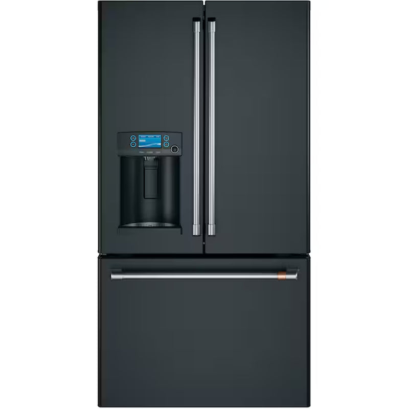 Counter-Depth Hot Water Dispenser 22.2-Cu Ft 3 -Door 36-In Wide Smart Compatible French Door Refrigerator with Ice Maker with Water and Ice Dispenser ( Stainless Steel with Brushed Stainless Handles ) ENERGY STAR Certified