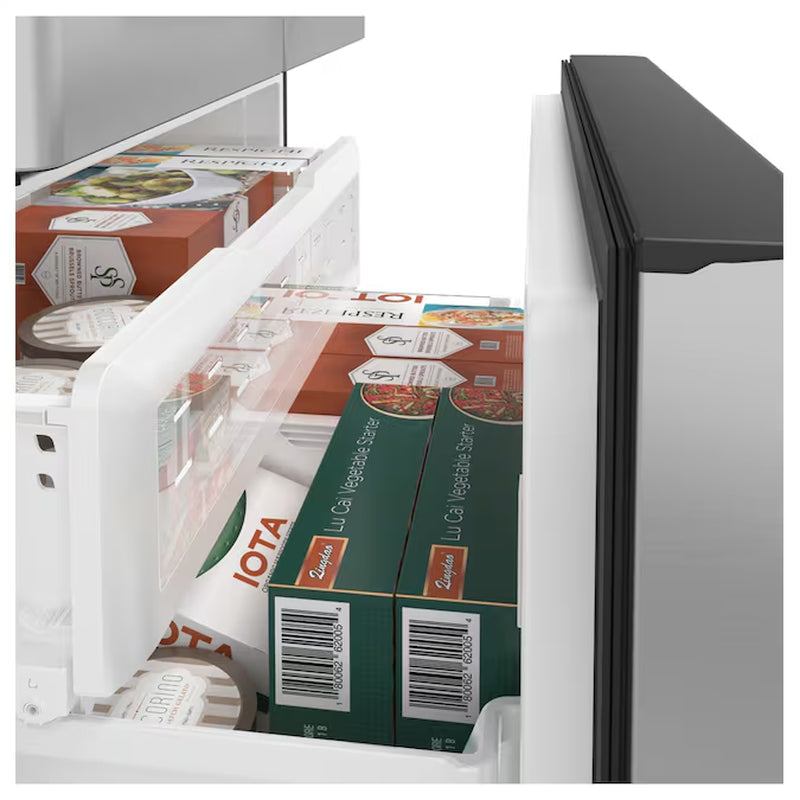 Counter-Depth Hot Water Dispenser 22.2-Cu Ft 3 -Door 36-In Wide Smart Compatible French Door Refrigerator with Ice Maker with Water and Ice Dispenser ( Stainless Steel with Brushed Stainless Handles ) ENERGY STAR Certified