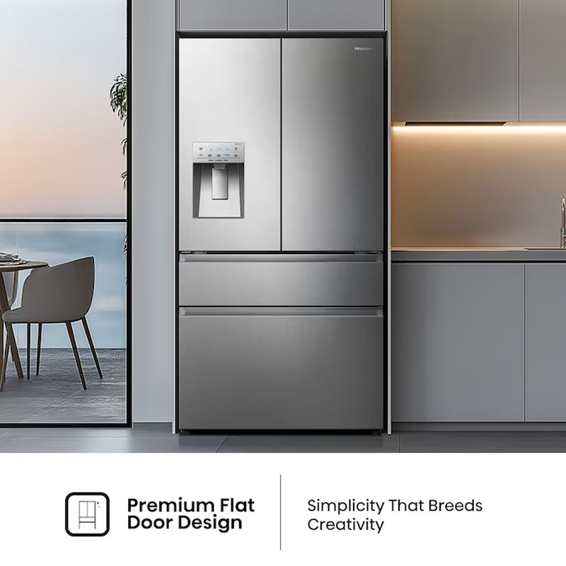 Pureflat Standard-Depth 25.6-Cu Ft 4 -Door 36-In Wide Smart Compatible French Door Refrigerator with Ice Maker with Water and Ice Dispenser ( Stainless Steel ) ENERGY STAR Certified