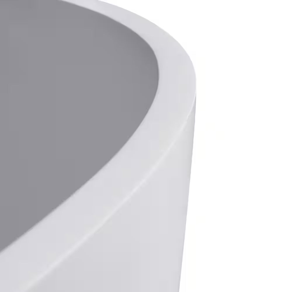 Foyil 59 In. X 31 In. Solid Surface Stone Resin Flatbottom Freestanding Bathtub Soaking Bathtub in Matte White