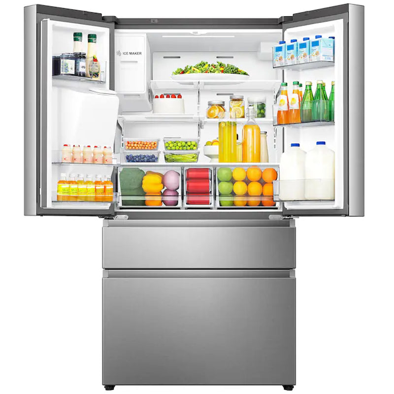 Pureflat Standard-Depth 25.6-Cu Ft 4 -Door 36-In Wide Smart Compatible French Door Refrigerator with Ice Maker with Water and Ice Dispenser ( Stainless Steel ) ENERGY STAR Certified