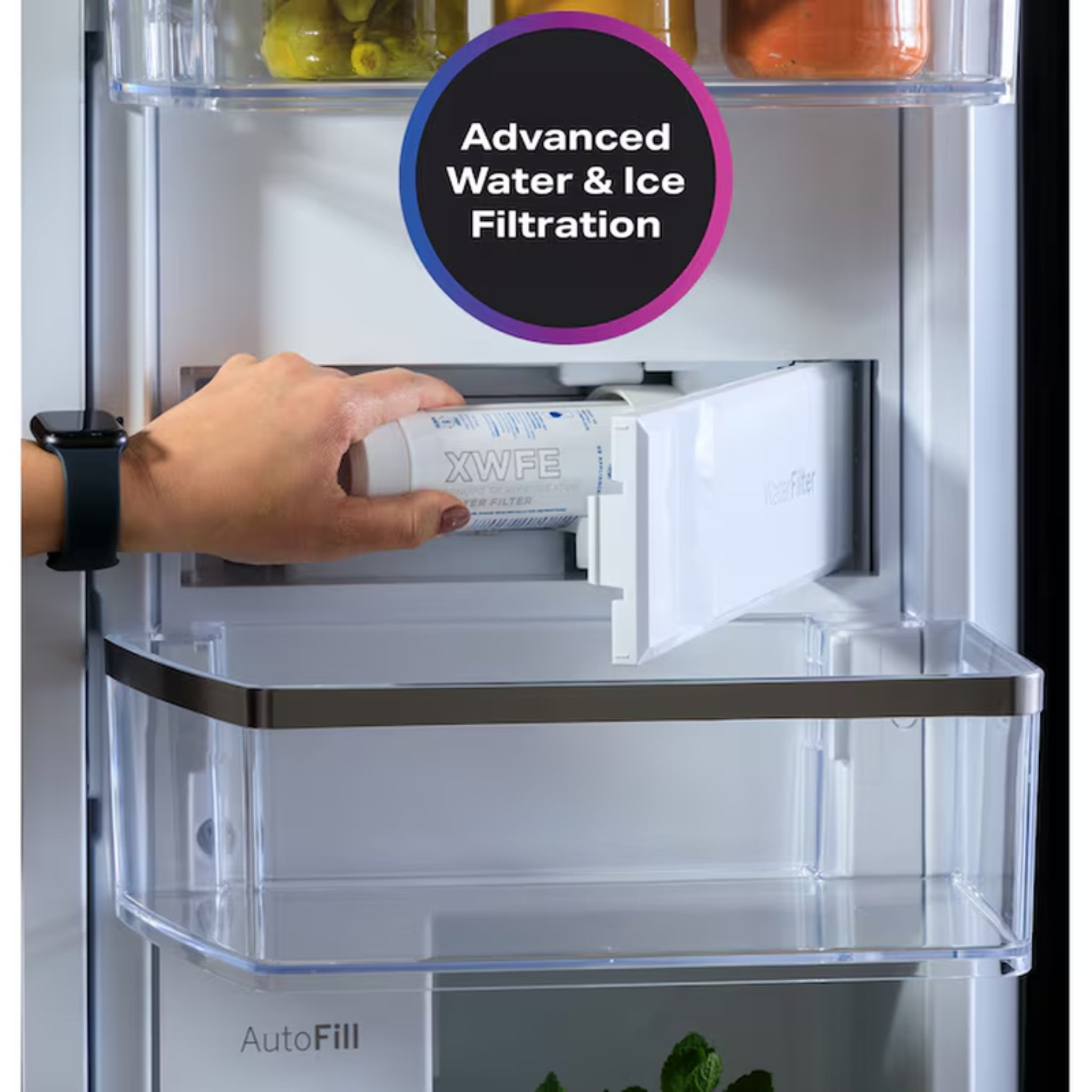 Profile Standard-Depth 28-Cu Ft 4 -Door 36-In Wide Smart Compatible French Door Refrirator with Ice Maker with Water Dispenser and Door within Door ( Finrprint-Resistant Stainless Steel ) ENERGY STAR Certified