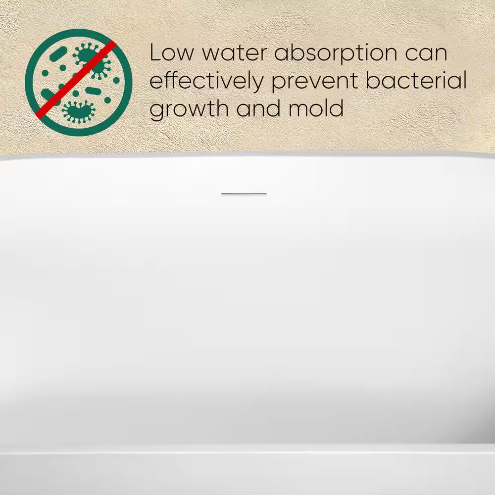 Moray 59 In. X 30 In. Solid Surface Stone Resin Flatbottom Freestanding Double Slipper Soaking Bathtub in Matte White