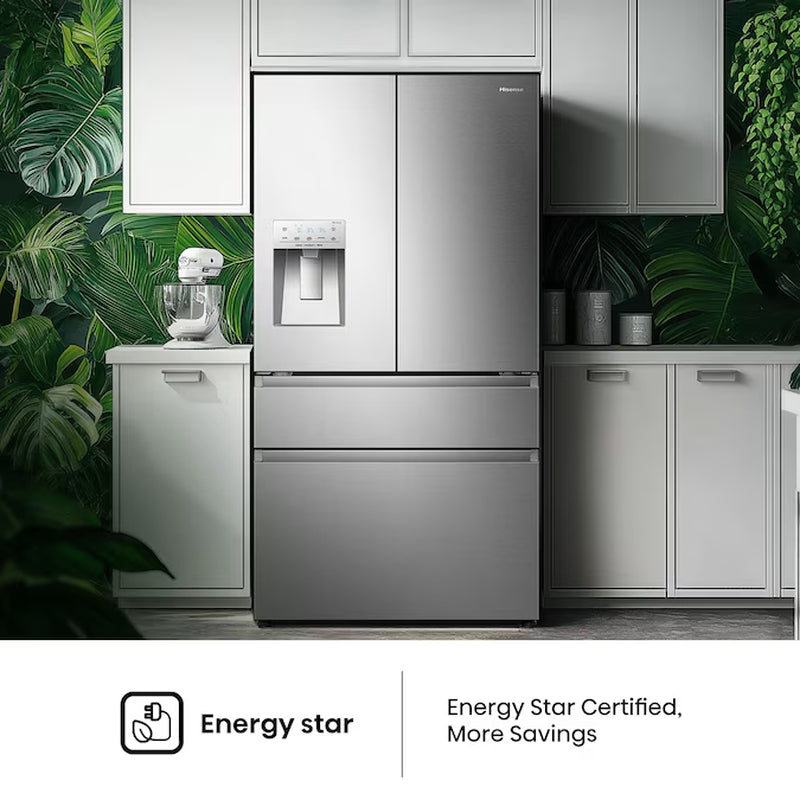 Pureflat Standard-Depth 25.6-Cu Ft 4 -Door 36-In Wide Smart Compatible French Door Refrigerator with Ice Maker with Water and Ice Dispenser ( Stainless Steel ) ENERGY STAR Certified