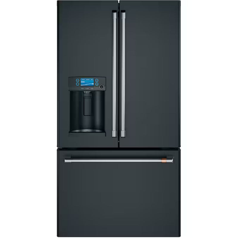 Counter-Depth Hot Water Dispenser 22.2-Cu Ft 3 -Door 36-In Wide Smart Compatible French Door Refrigerator with Ice Maker with Water and Ice Dispenser ( Stainless Steel with Brushed Stainless Handles ) ENERGY STAR Certified