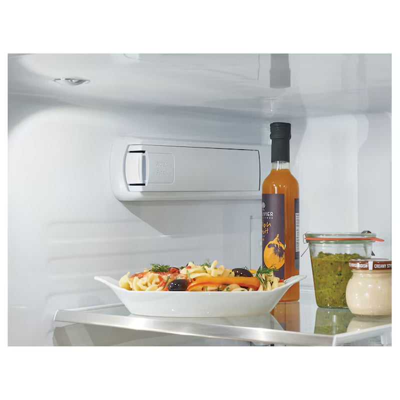 Counter-Depth Hot Water Dispenser 22.2-Cu Ft 3 -Door 36-In Wide Smart Compatible French Door Refrigerator with Ice Maker with Water and Ice Dispenser ( Stainless Steel with Brushed Stainless Handles ) ENERGY STAR Certified