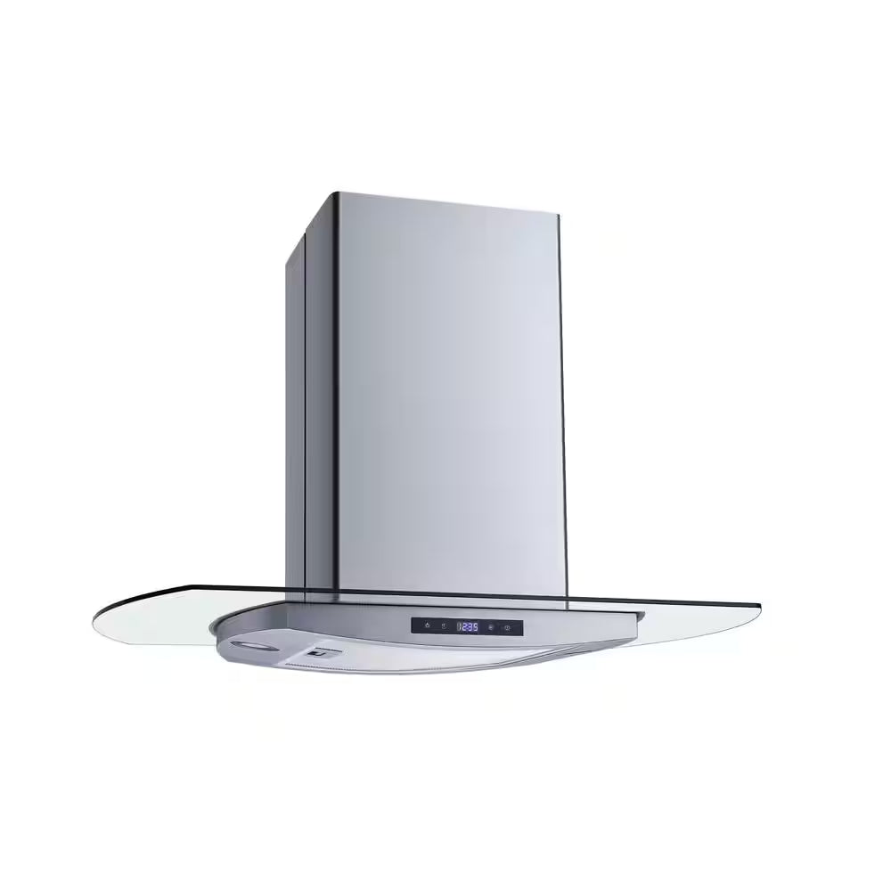 36 In. 600 CFM Convertible Kitchen Island Mount Range Hood in Stainless Steel with Mesh Filter and Touch Control