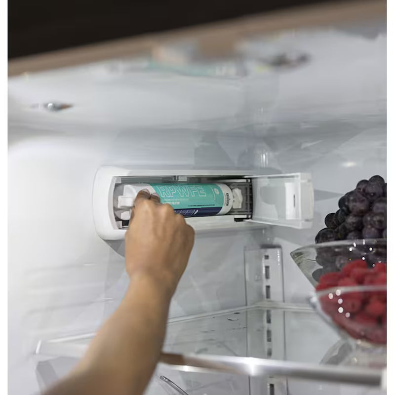 Counter-Depth Hot Water Dispenser 22.2-Cu Ft 3 -Door 36-In Wide Smart Compatible French Door Refrigerator with Ice Maker with Water and Ice Dispenser ( Stainless Steel with Brushed Stainless Handles ) ENERGY STAR Certified