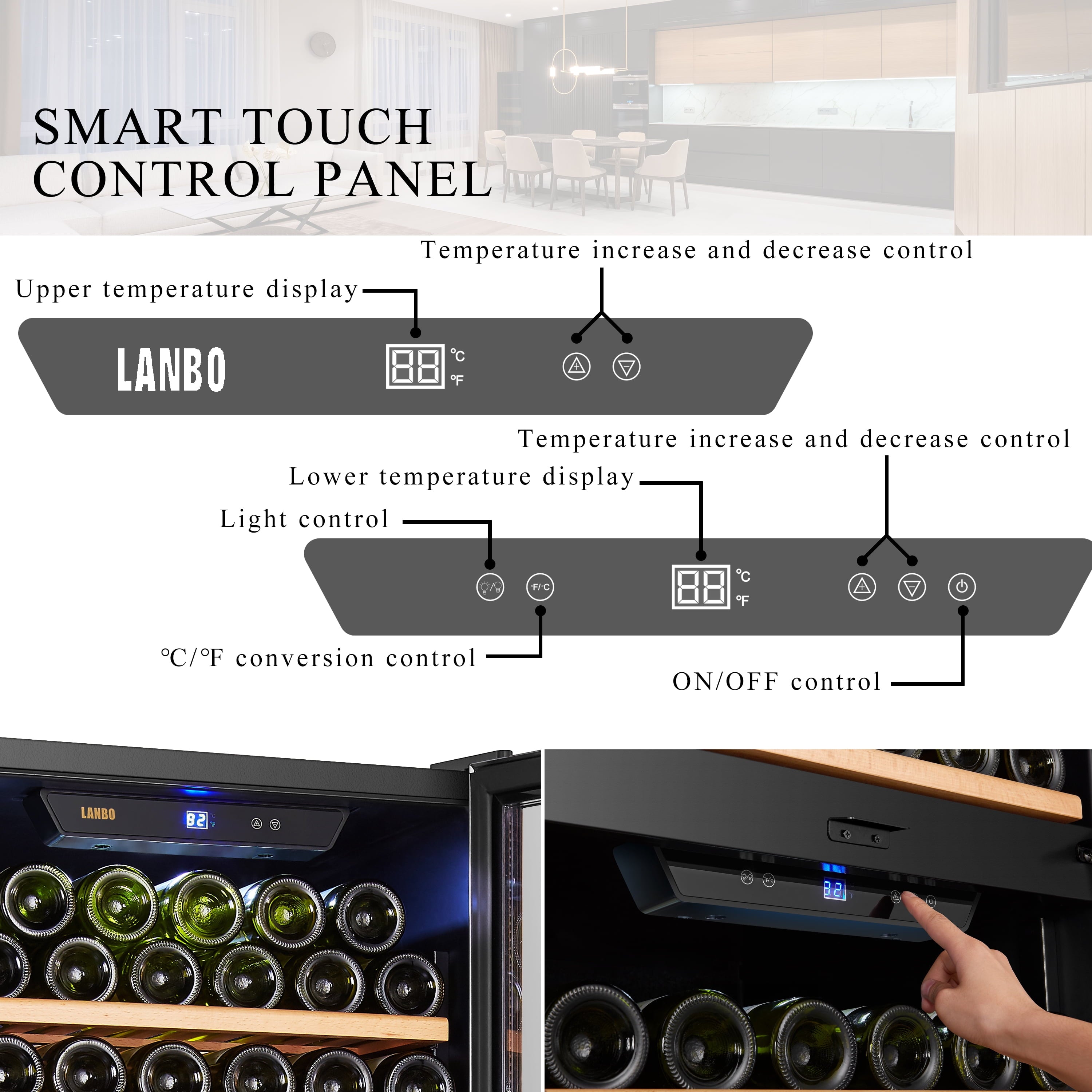 130 Bottle Built-In Dual Zone Wine Refrigerator 24 Inch Width